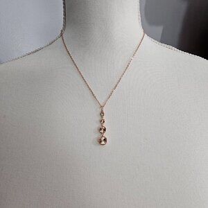 JCM Jacmel Mauritius Rose Gold Tone Graduating Crystal Pendent And Necklace